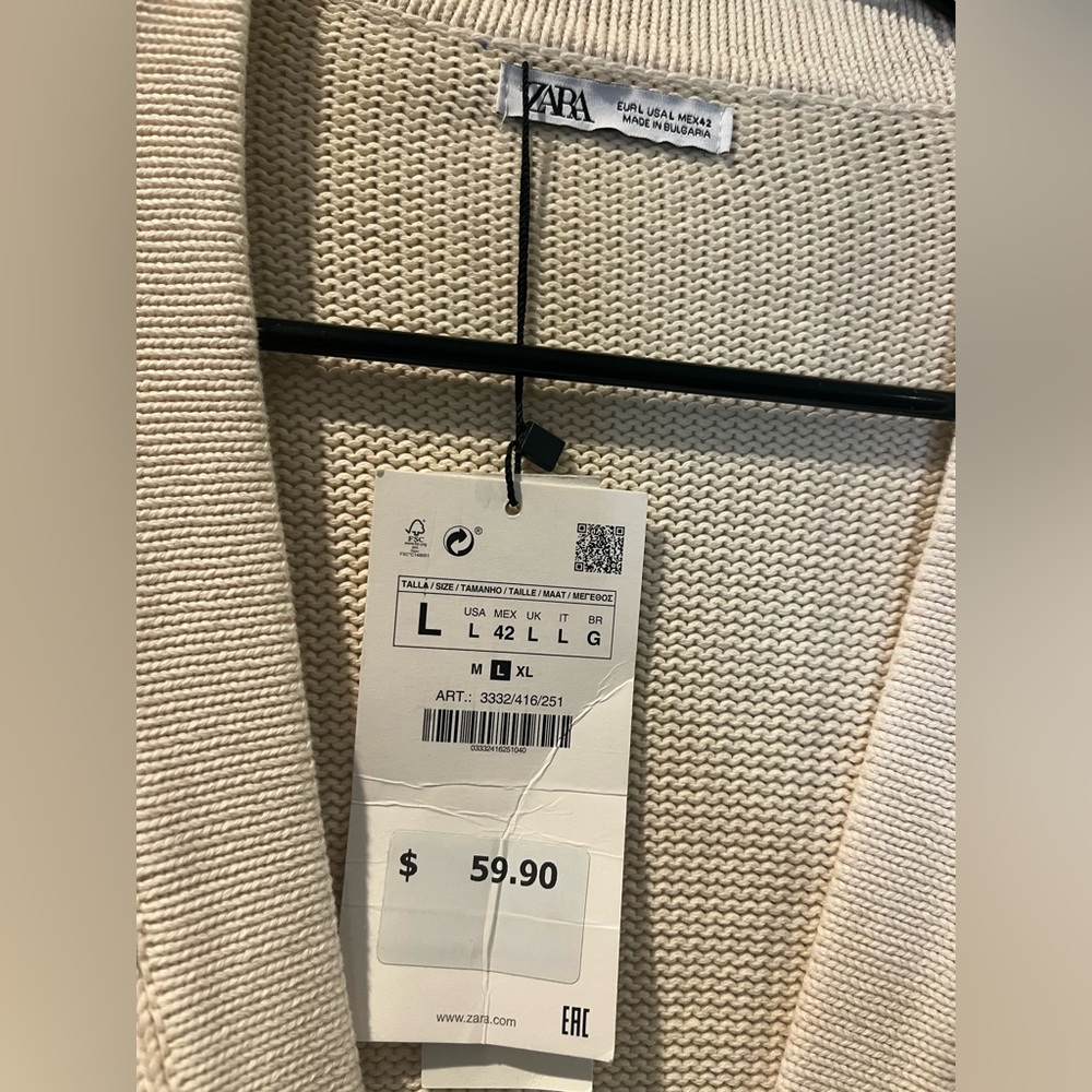 Zara Cream Button-Up Cardigan - Picture 3 of 6